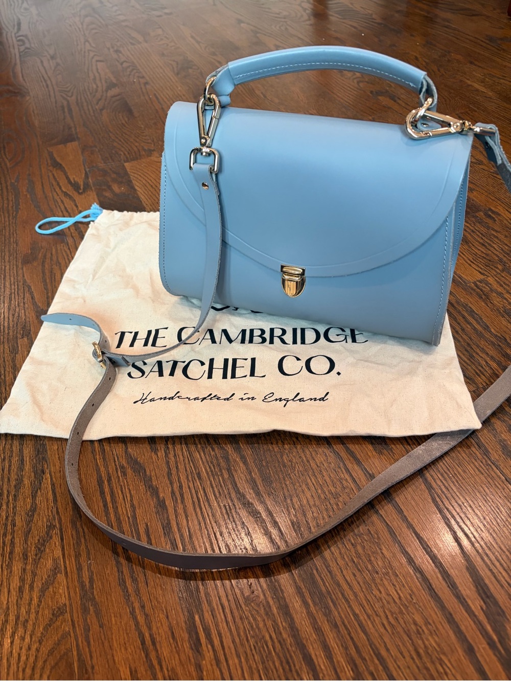 THE CAMBRIDGE SATCHEL CO The Poppy Bag French Grey Light Blue Buckle Bag